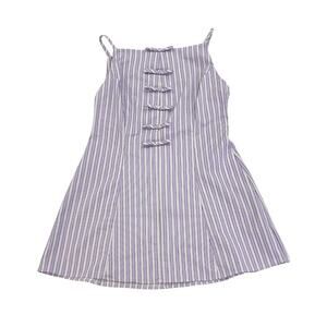 Anthropologie Exquise Freedom Mini Dress High Neck Sz MP Petite Lavender Striped